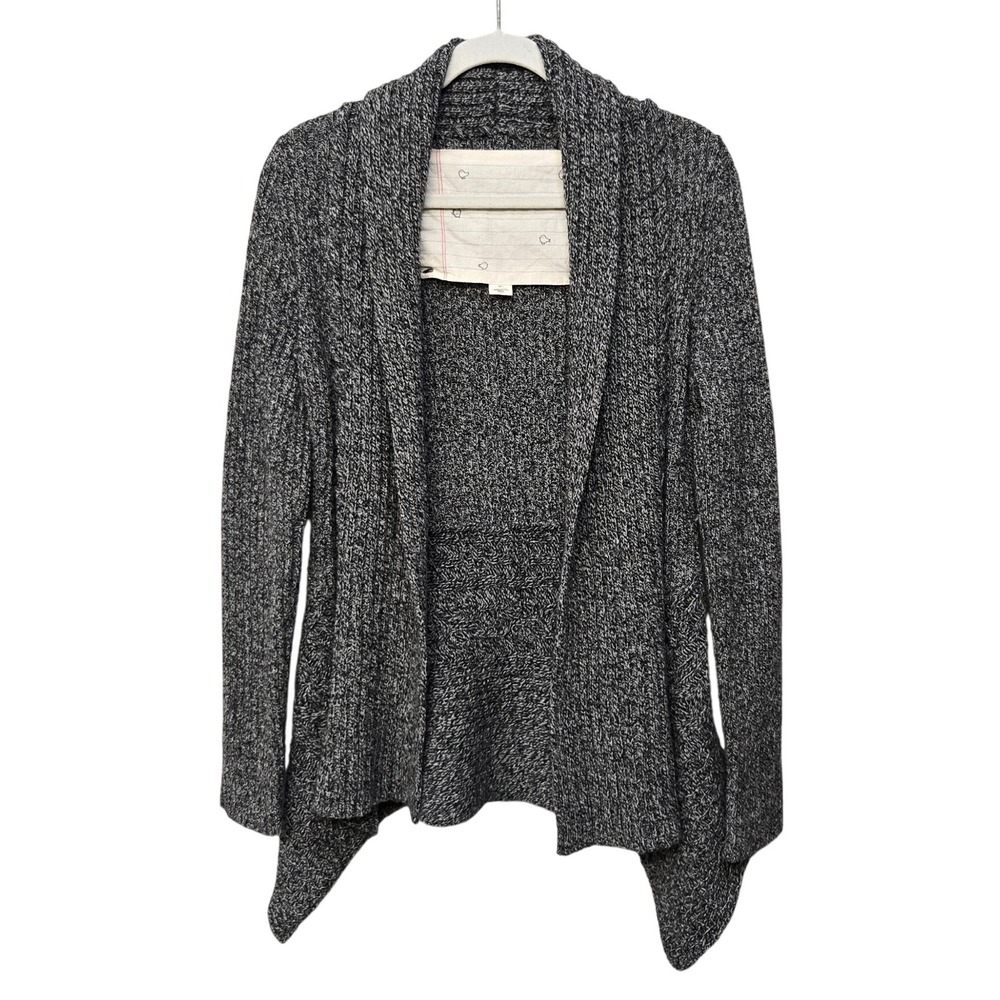 Anthropologie Birds On A Wire Cardigan Small Gray Wool Ribbed Cable Knit Draped